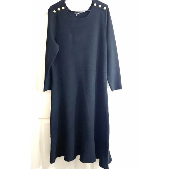 Cyrus Fit & Flare Large Sweater Dress Black Winter Modest Midi Classic Heavy - Picture 1 of 10
